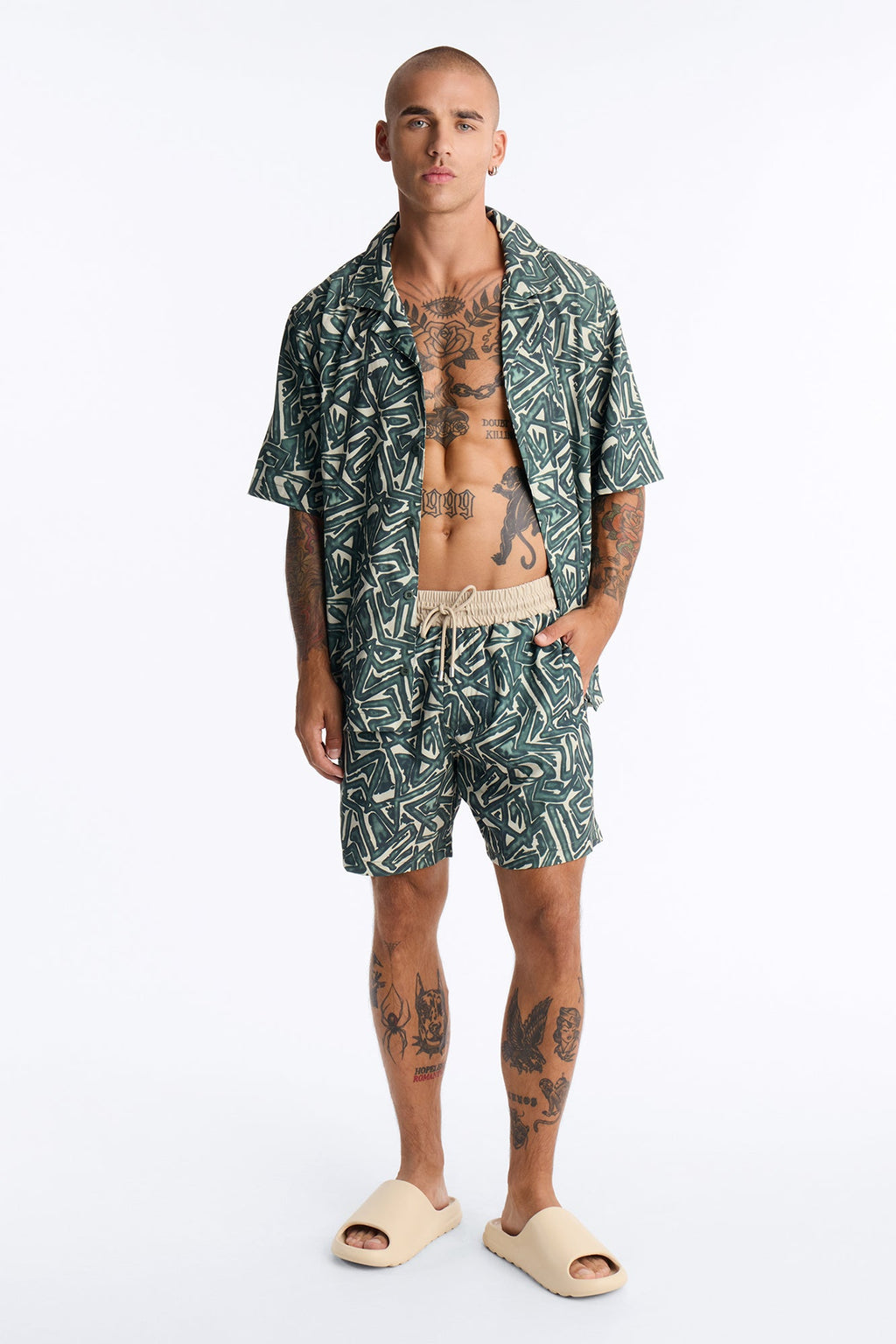 Tidal Vector Swim Trunk 7″ - Green/combo image 1