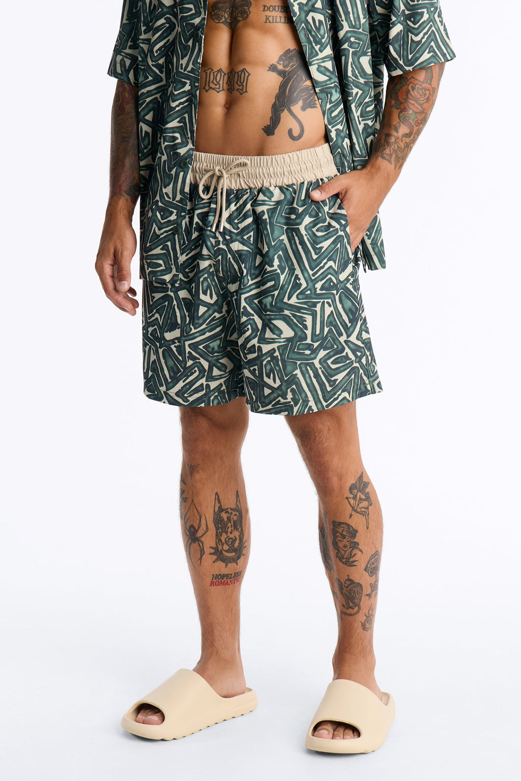 Tidal Vector Swim Trunk 7″ - Green/combo image 2
