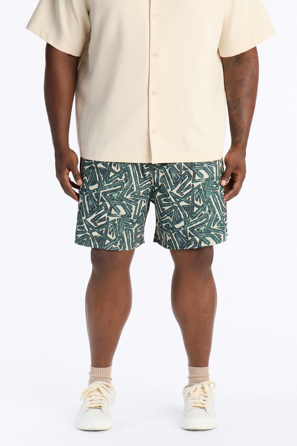 Tidal Vector Swim Trunk 7″ - Green/combo
