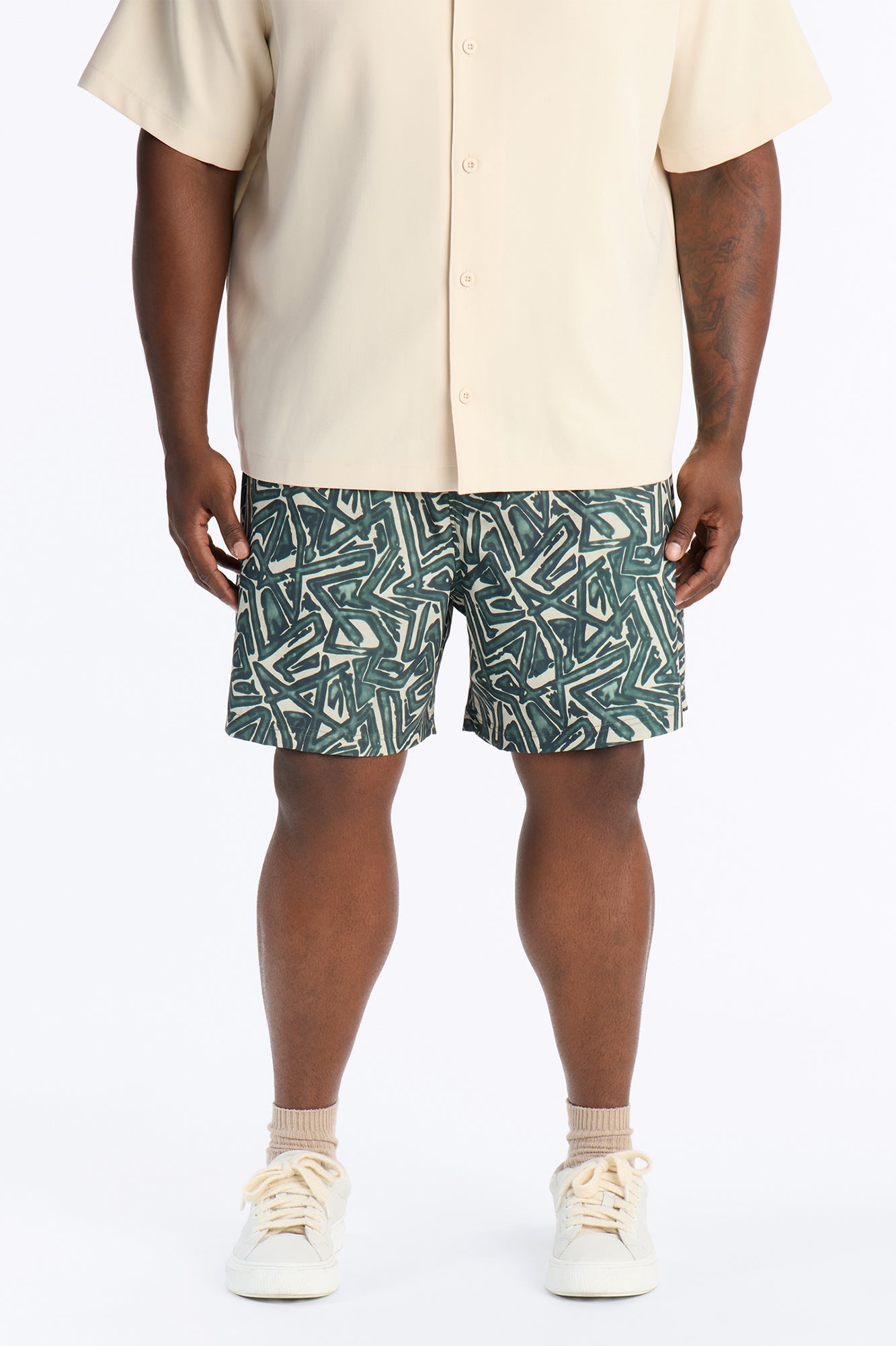 Tidal Vector Swim Trunk 7″ - Green/combo