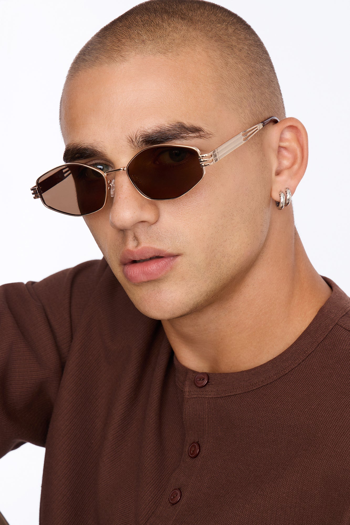 Going Nowhere Geometric Metal Sunglasses - Gold/Brown image 1