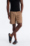Etched Stripe Lace Relaxed Short - LightBrown image 1