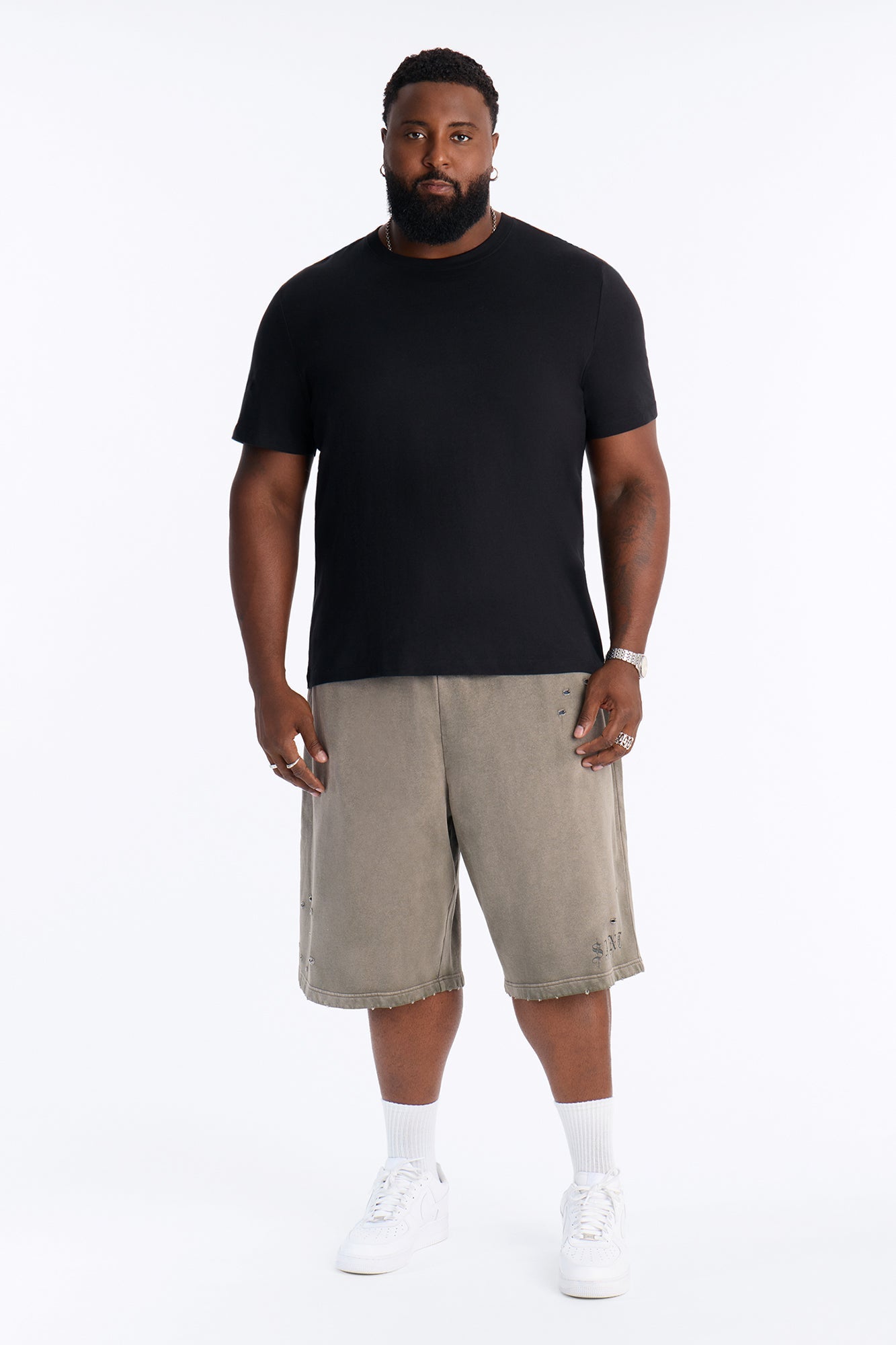Saint Washed Baggy Shorts - Green/combo image 1