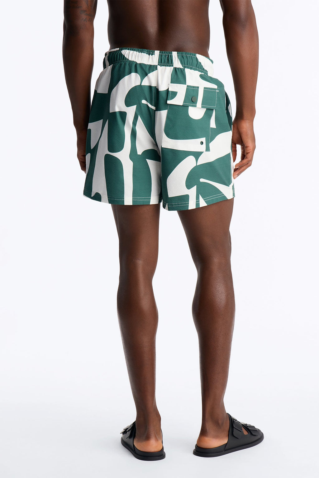 Seersucker Abstract Geo Printed Swim Trunk 6″ - Green/combo image 3