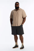 Neo Faux Suede Relaxed Trouser Short - Black image 1