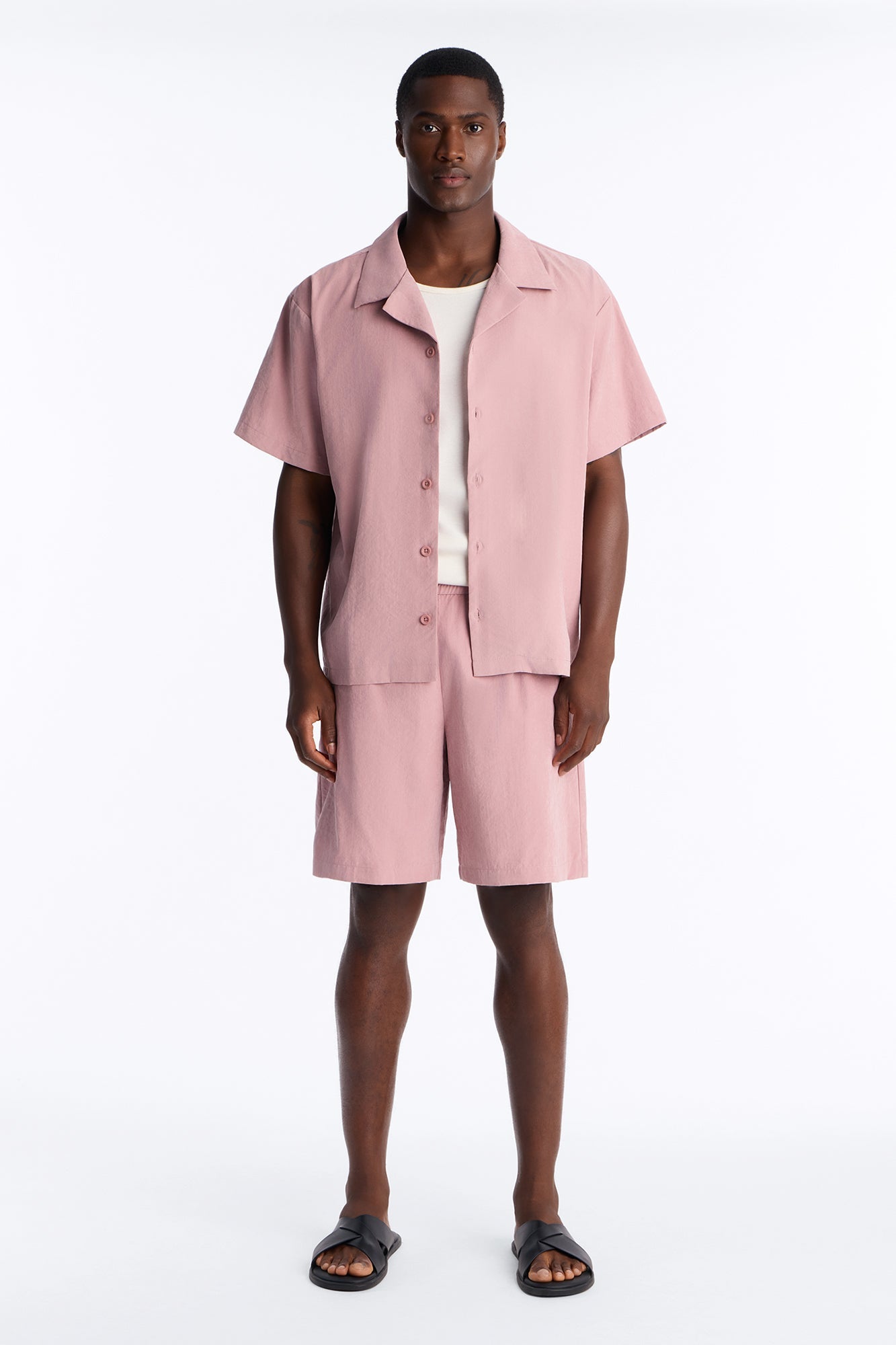 Neo Faux Suede Relaxed Trouser Short - Mauve image 1