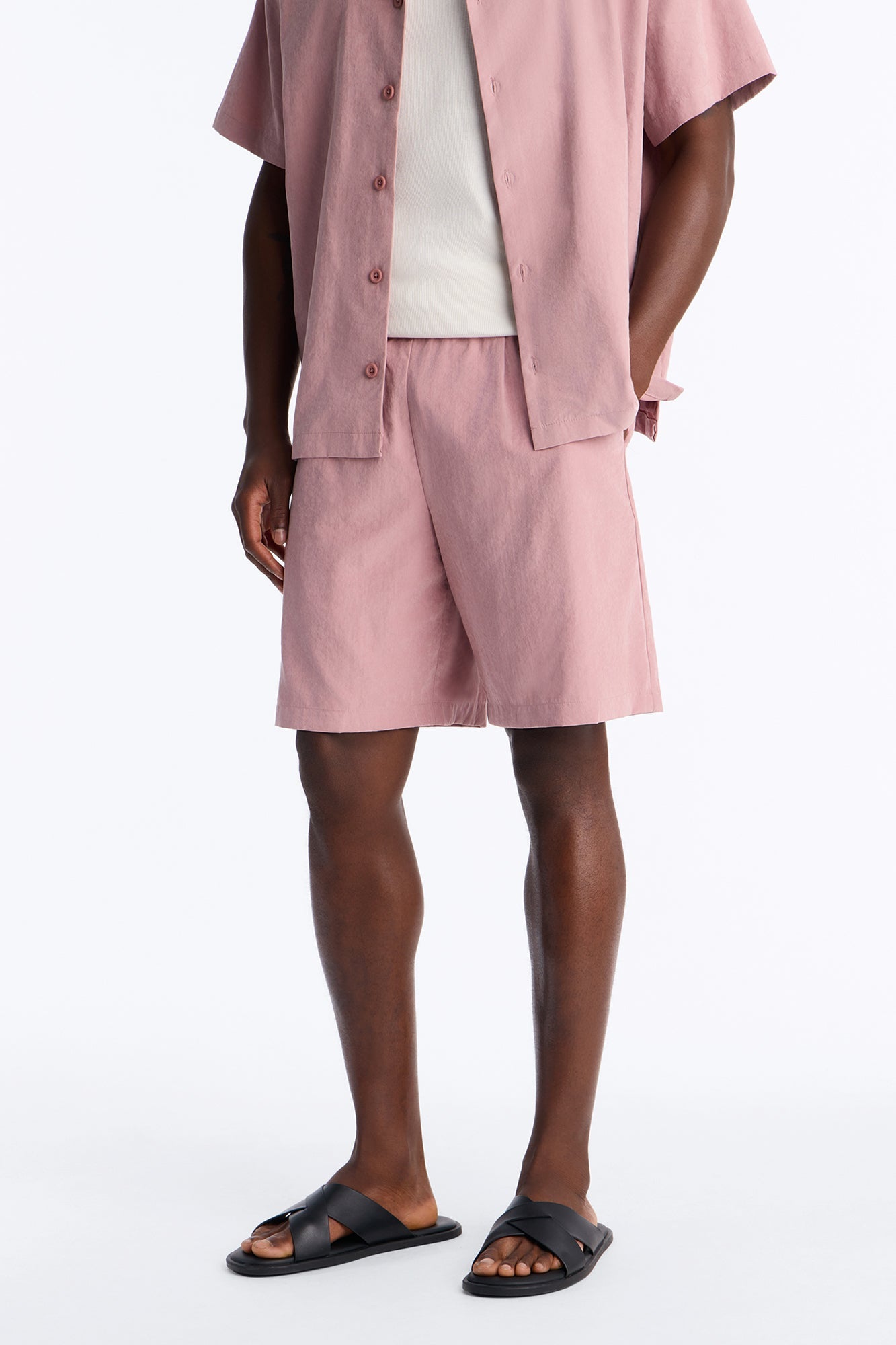 Neo Faux Suede Relaxed Trouser Short - Mauve image 2