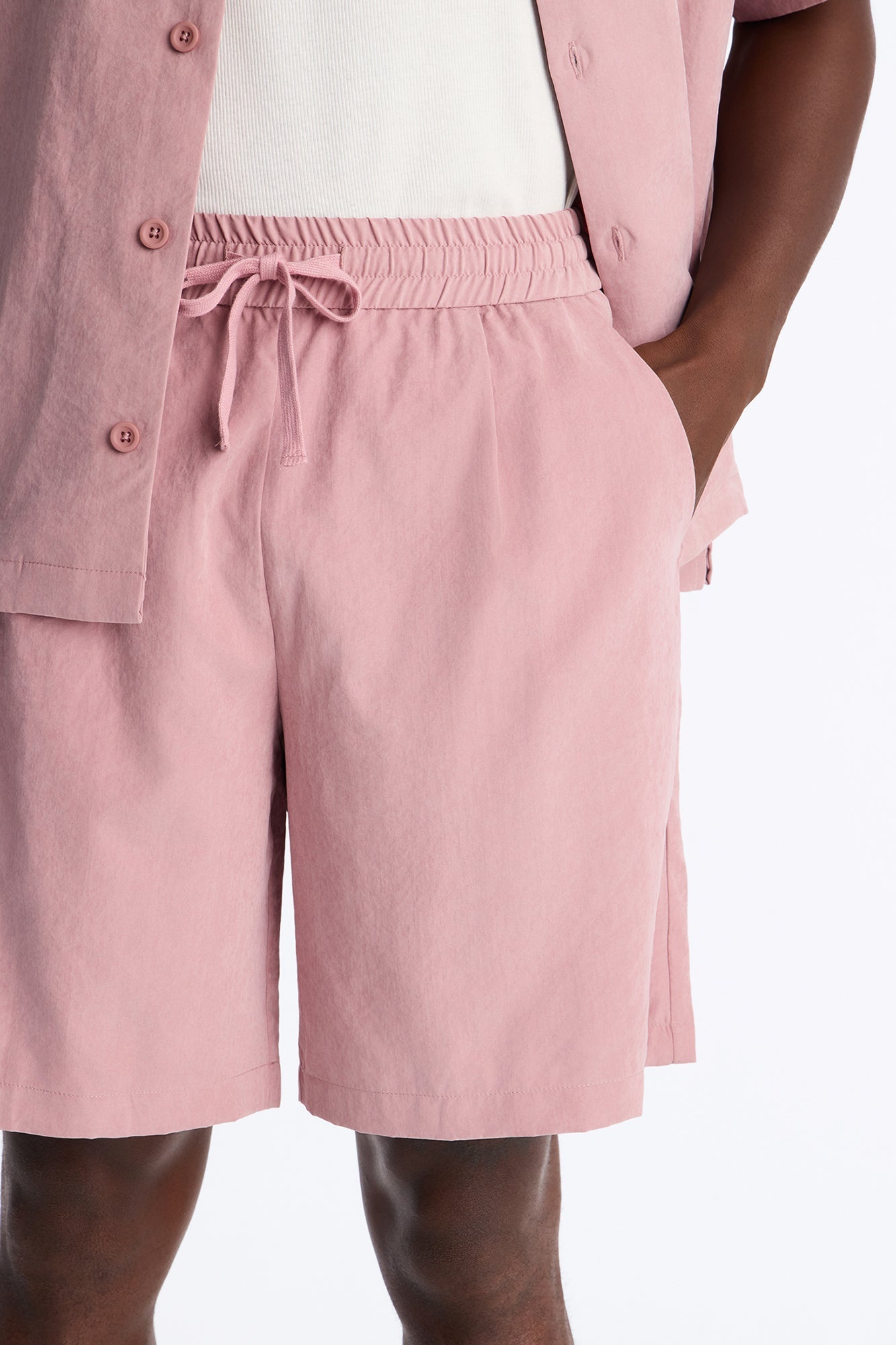 Neo Faux Suede Relaxed Trouser Short - Mauve image 3