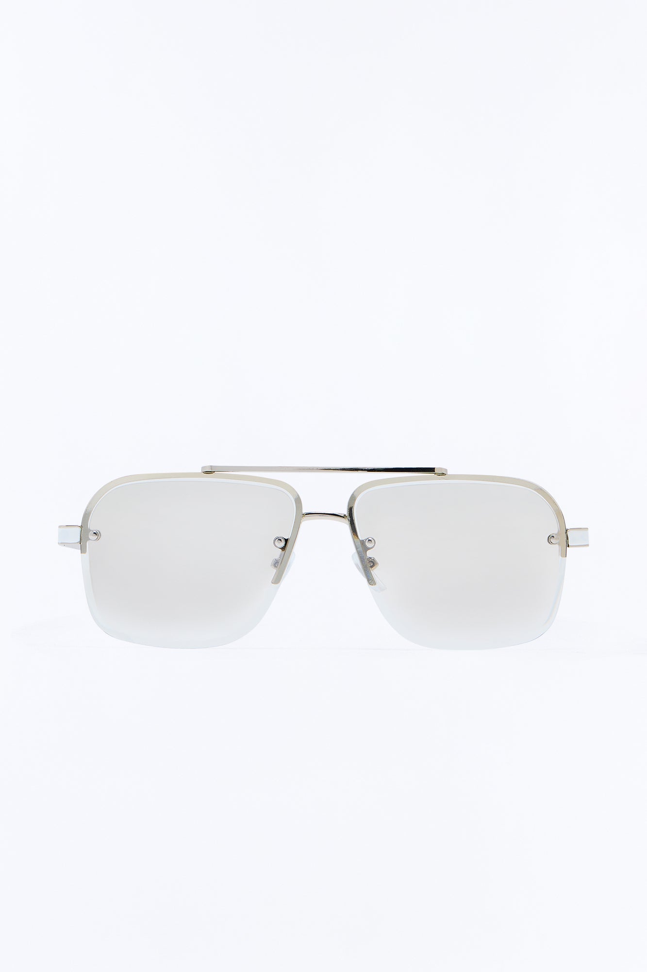 Worldwide View Half Frameless Aviator Sunglasses - Silver/Smoke image 1