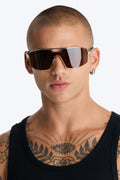 Without You Wrap Shield Sunglasses - Brown/combo image 1