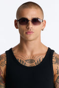 Right Back Rimless Frame Geometric Sunglasses - Gunmetal image 1