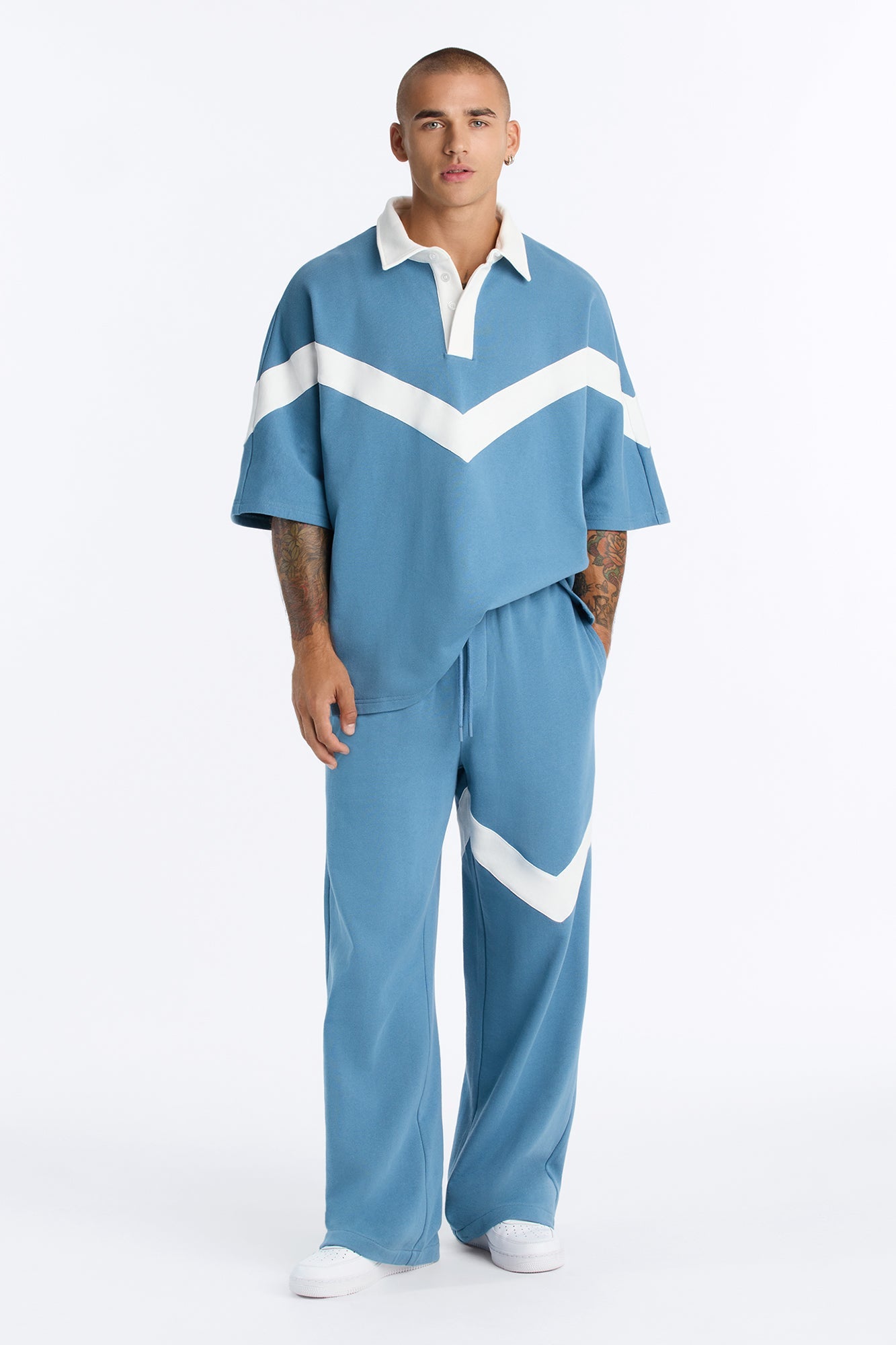 Soft Mode French Terry Baggy Pant - Blue/combo image 1