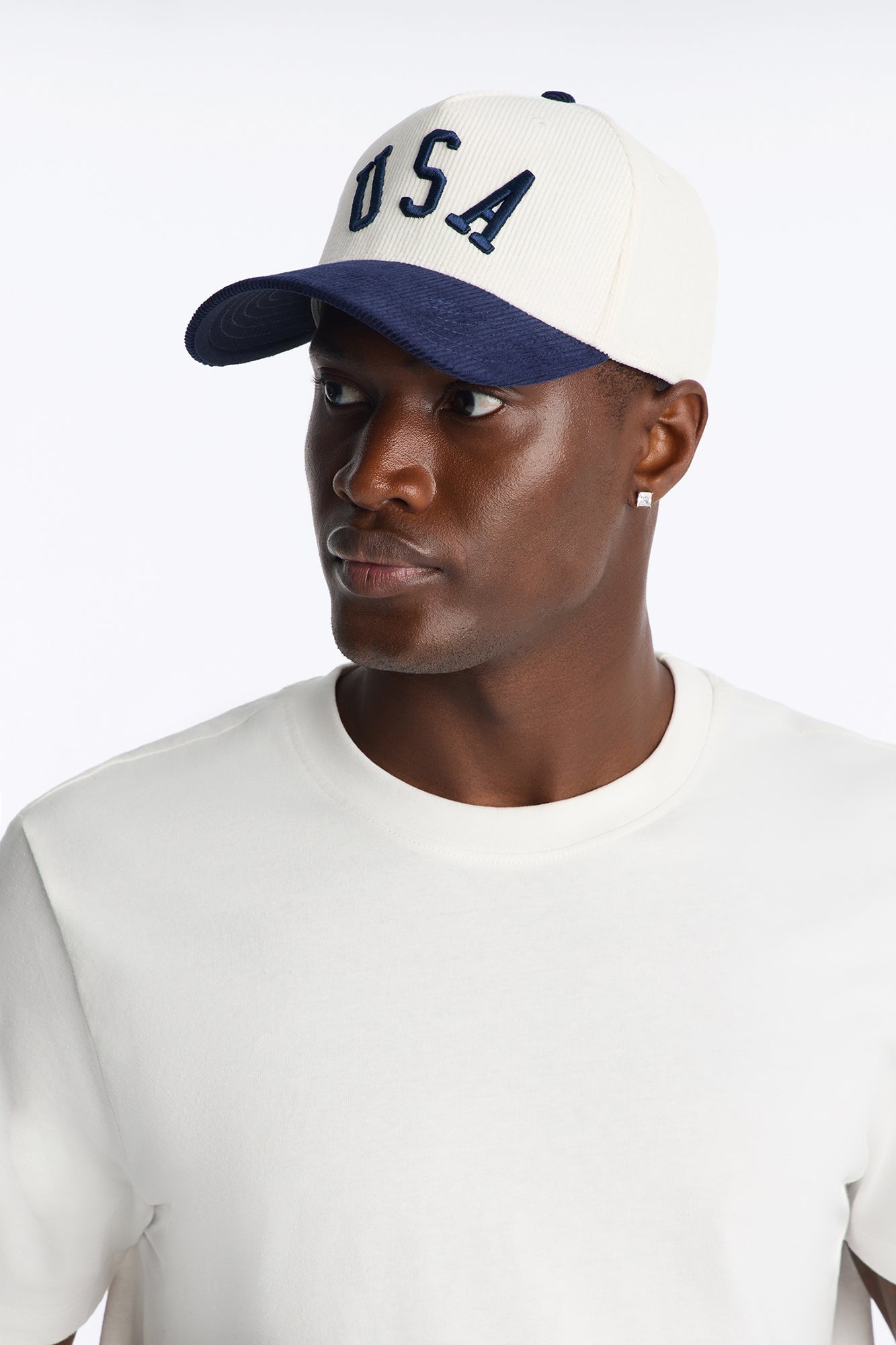 USA Corduroy Snapback Hat - Navy/combo image 1