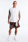 Stormy Night Relaxed Fleece Sweat Short - Brown/combo image 1