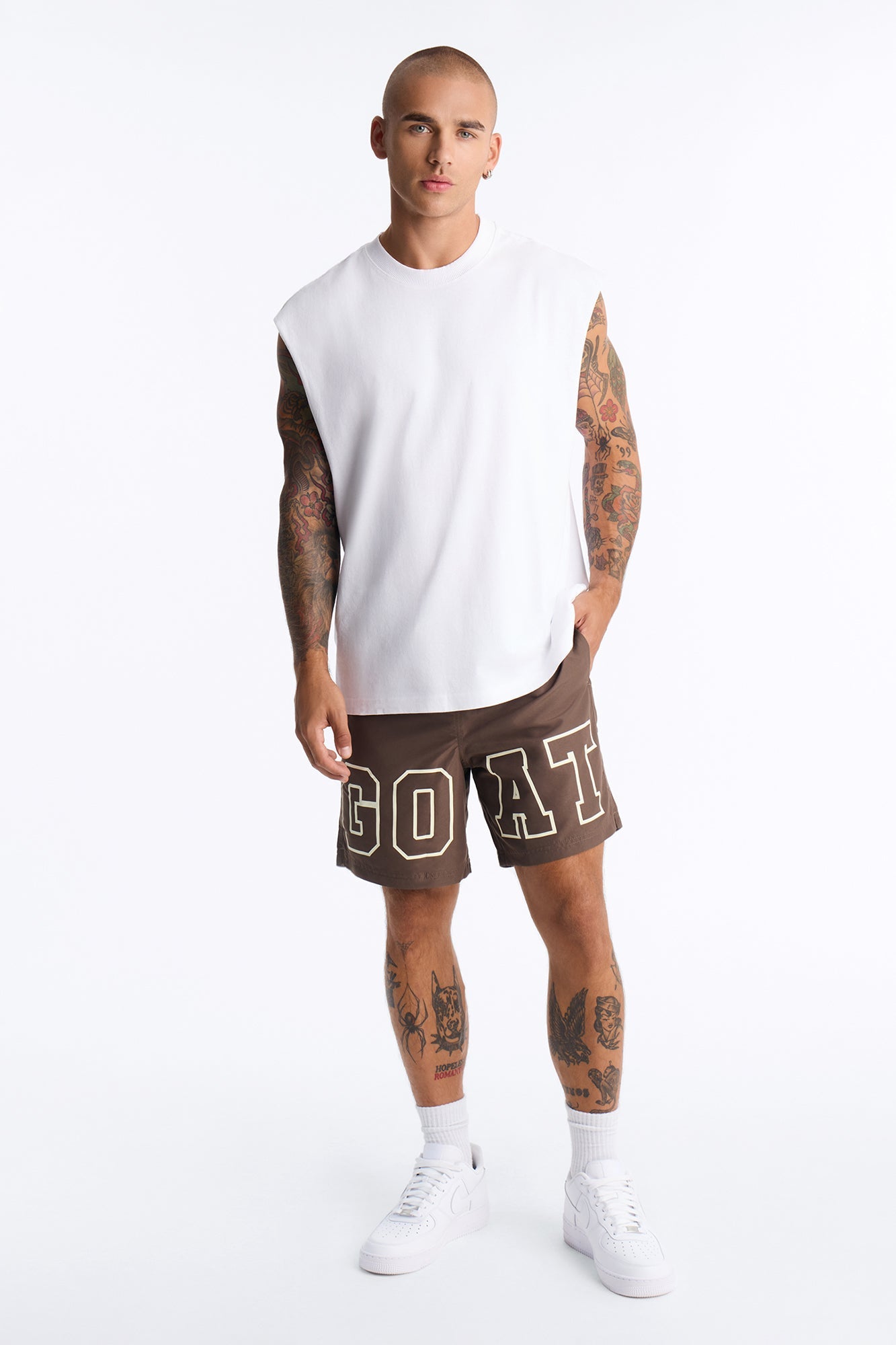 I'm The Goat Swim Trunk 7″ - Brown image 2