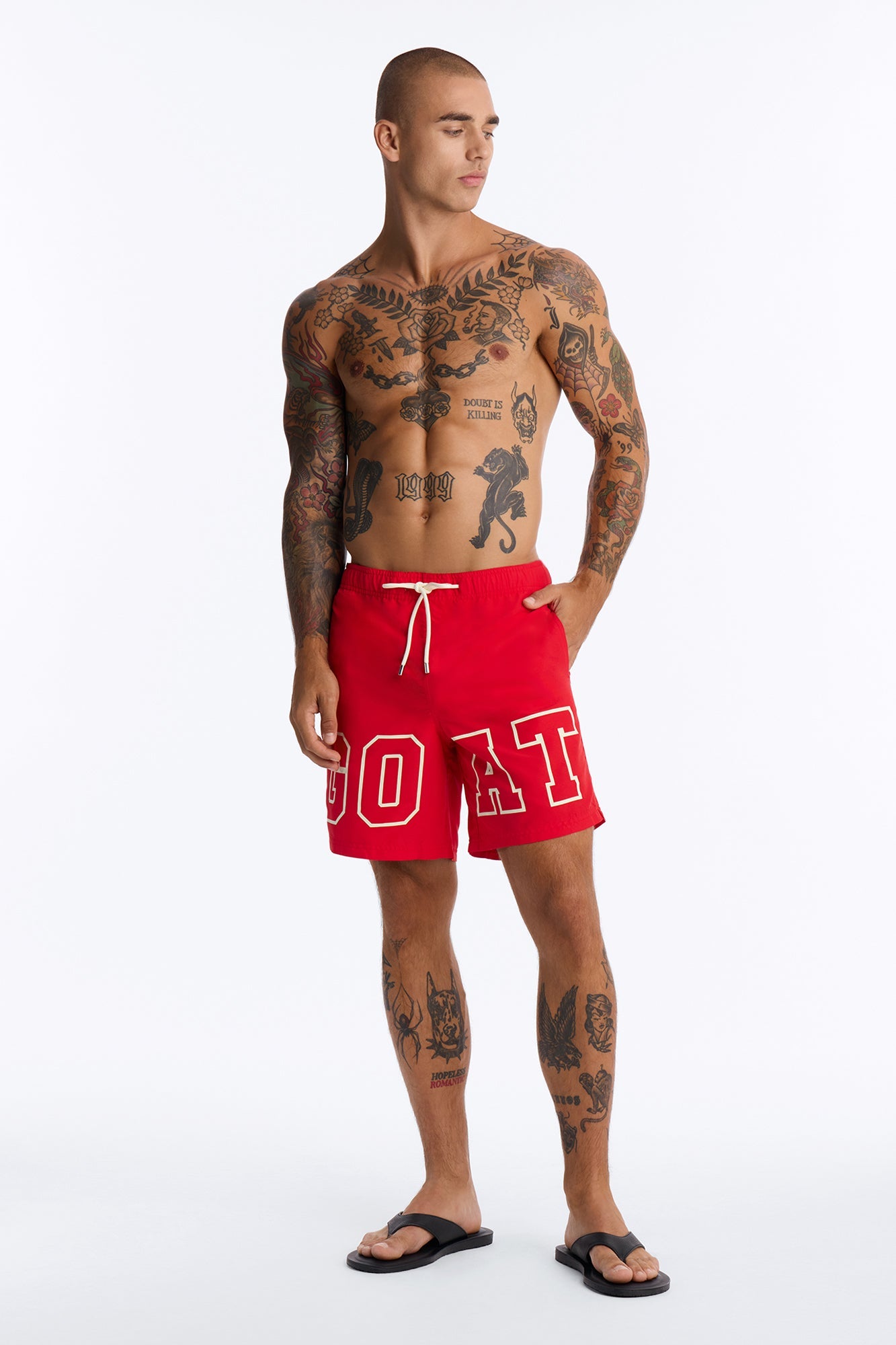 I'm The Goat Swim Trunk 7″ - Red image 1