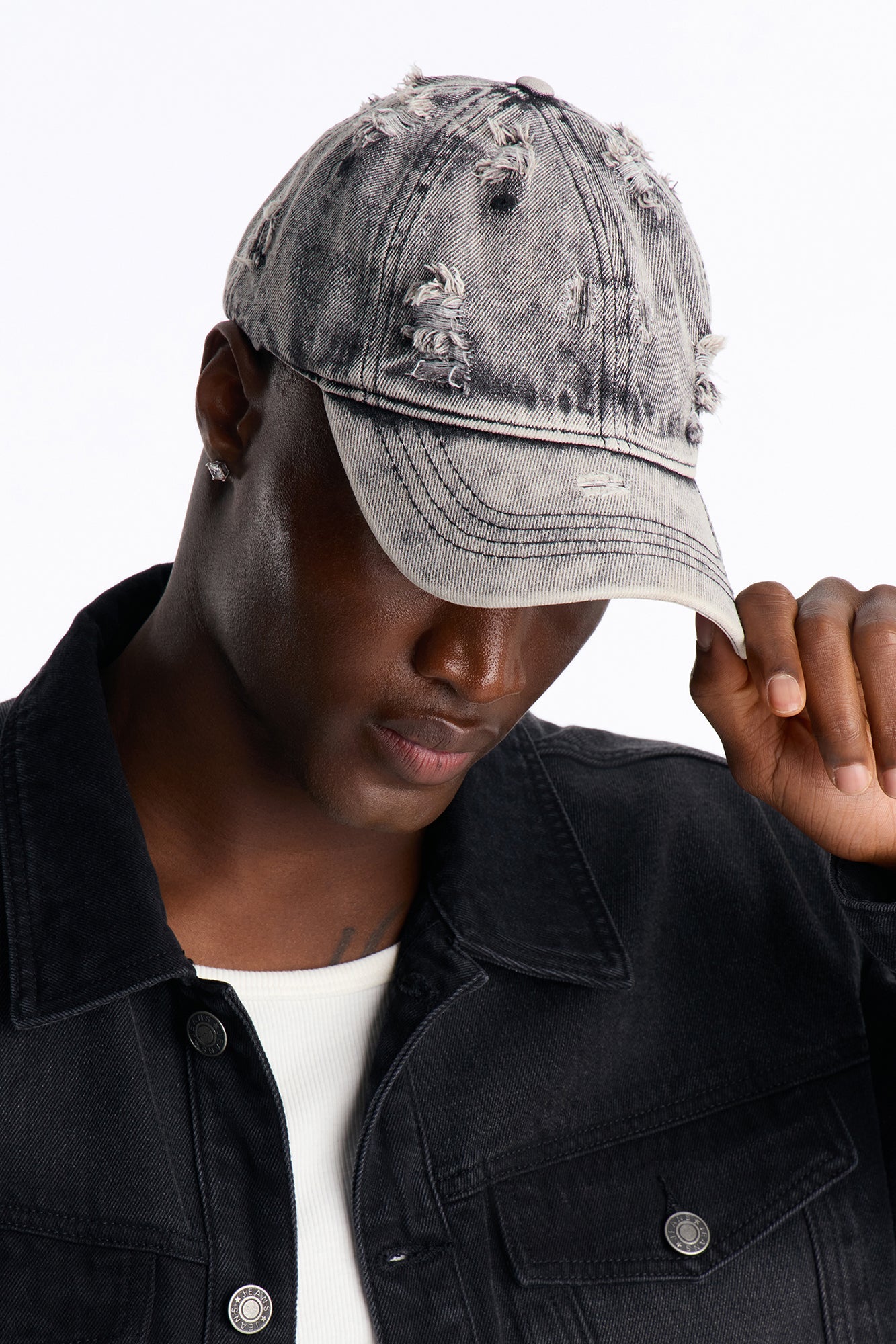 Vintage Distressed Baseball Hat - Black Wash image 1