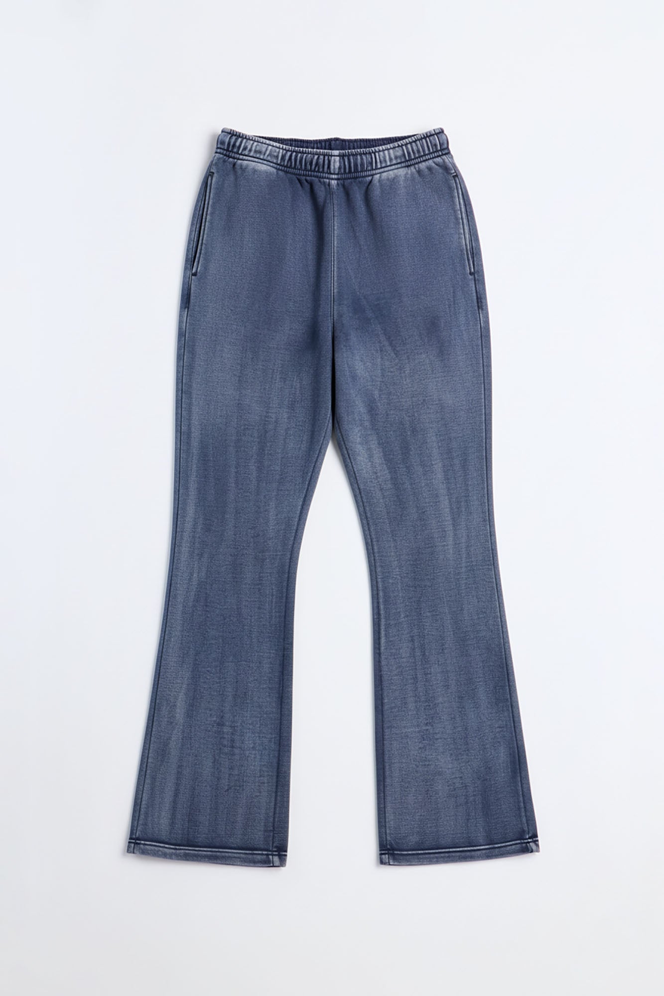 Acid Wash Heavyweight Slim Flare Sweatpants - Navy image 1